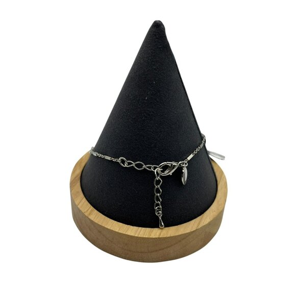 Vintage Cookie Lee Genuine Crystal‎ Anklet Ribbon Adjustable  Silver Tone New - Picture 7 of 10